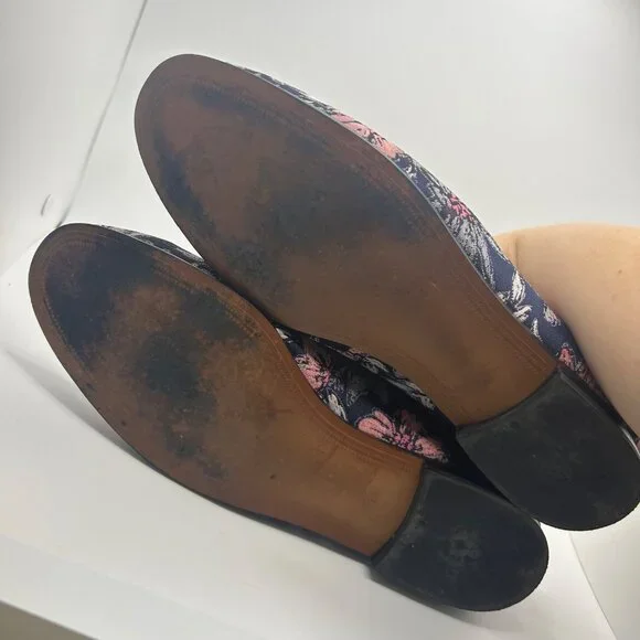 Sam Edelman Leon Moe Toe Embroidered Floral Print Blue & Pink Loafers- Size 9.5 - Picture 4 of 10